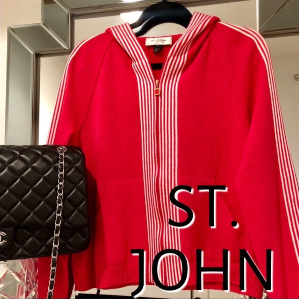 Vintage ST. JOHN zip up hoodie sweater Sz M
